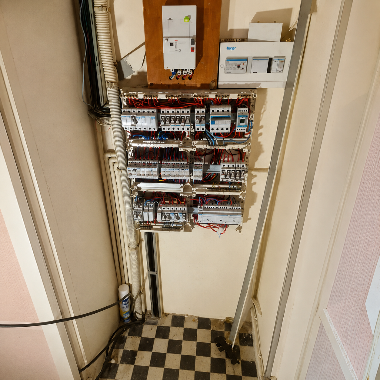 Ancienne installation électrique avec matériel vétuste avant travaux